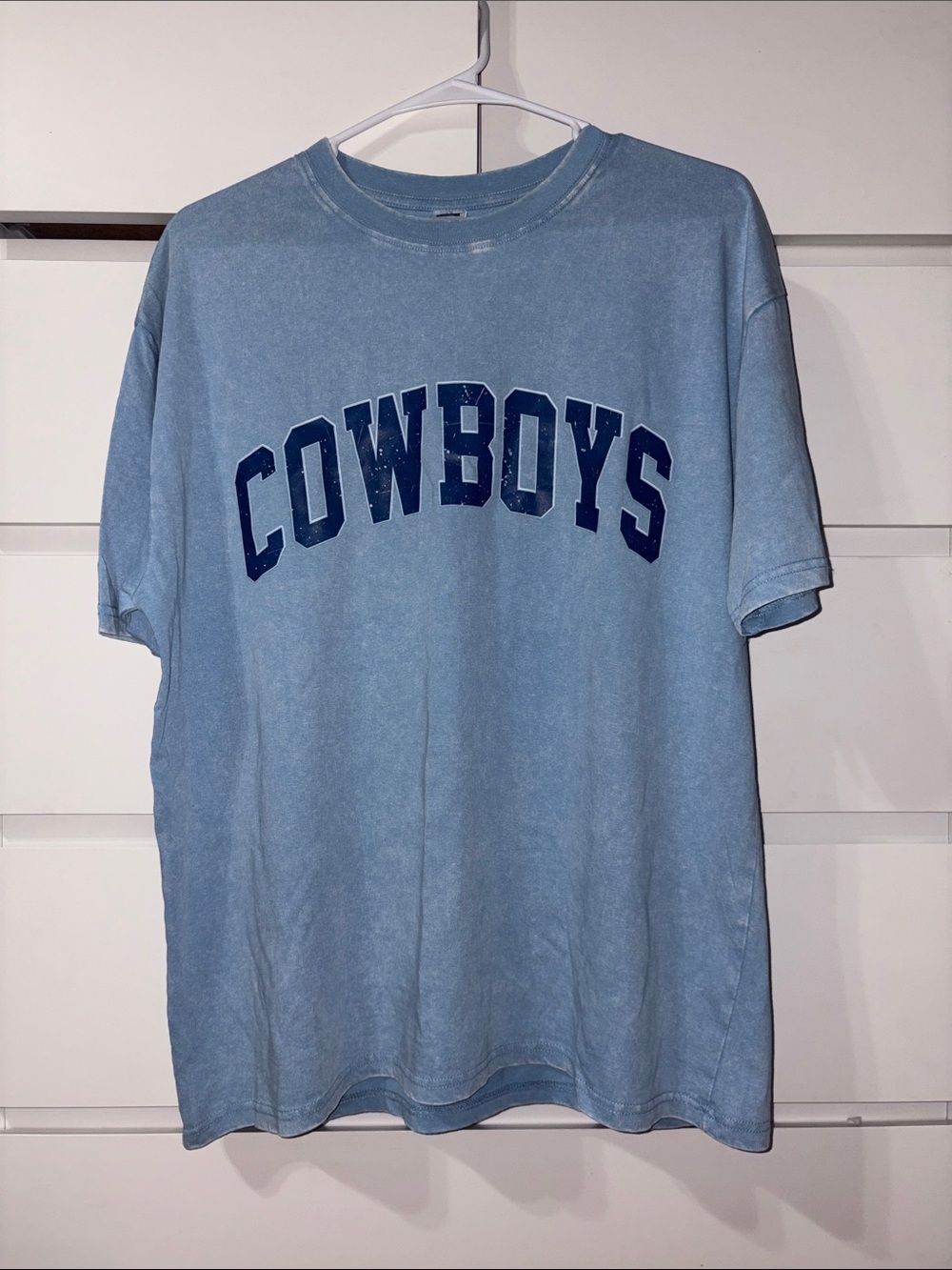 SHEIN Light Blue Cowboys Graphic Tee